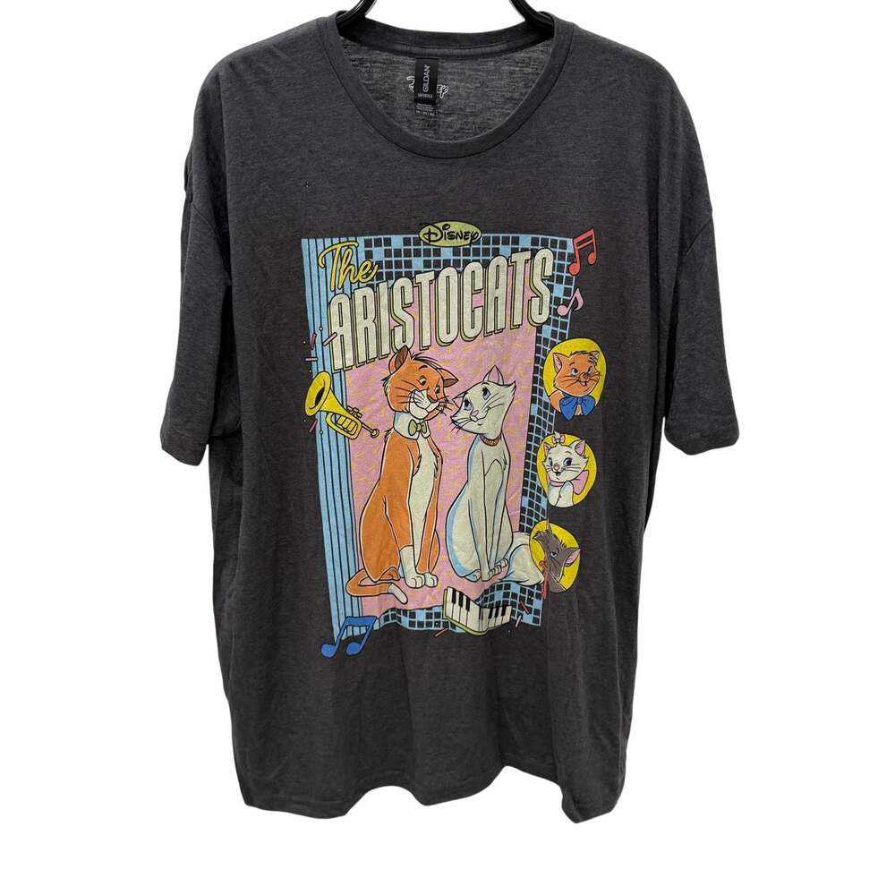 Disney Aristocats T-Shirt 2XL Gray Duchess Thomas O’Malley Marie Retro Graphic